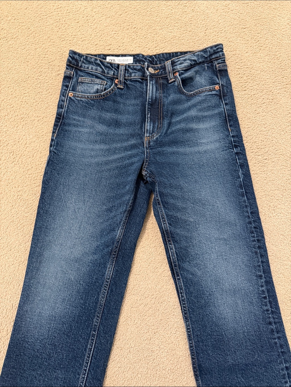Zara TRF Cropped Flare Mid Rise Jeans - Picture 6 of 8
